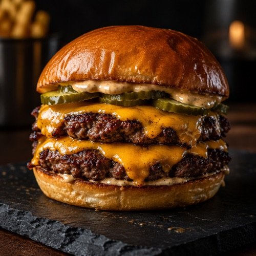 Burger van een fictief restaurant